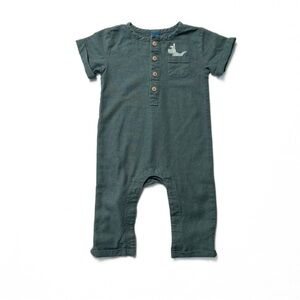 Old Navy | 6-12M One-Piece | Heather Green Baby Outfit Dinosaur Pocket